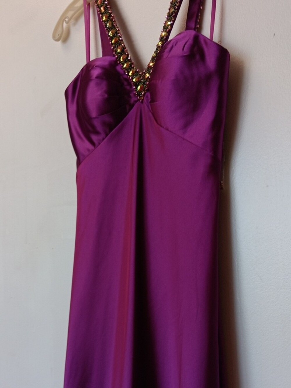Vintage Faviana Plum Purple Beaded-Strap Maxi Gown - Picture 9 of 10
